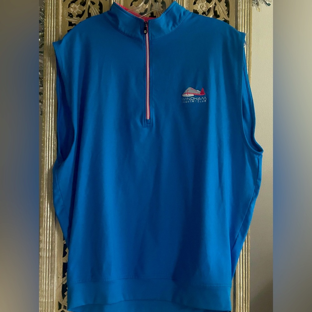 Footjoy Men's Golf Vest Pullover 1/4 Zip Windham Country Club preppy luxury blue